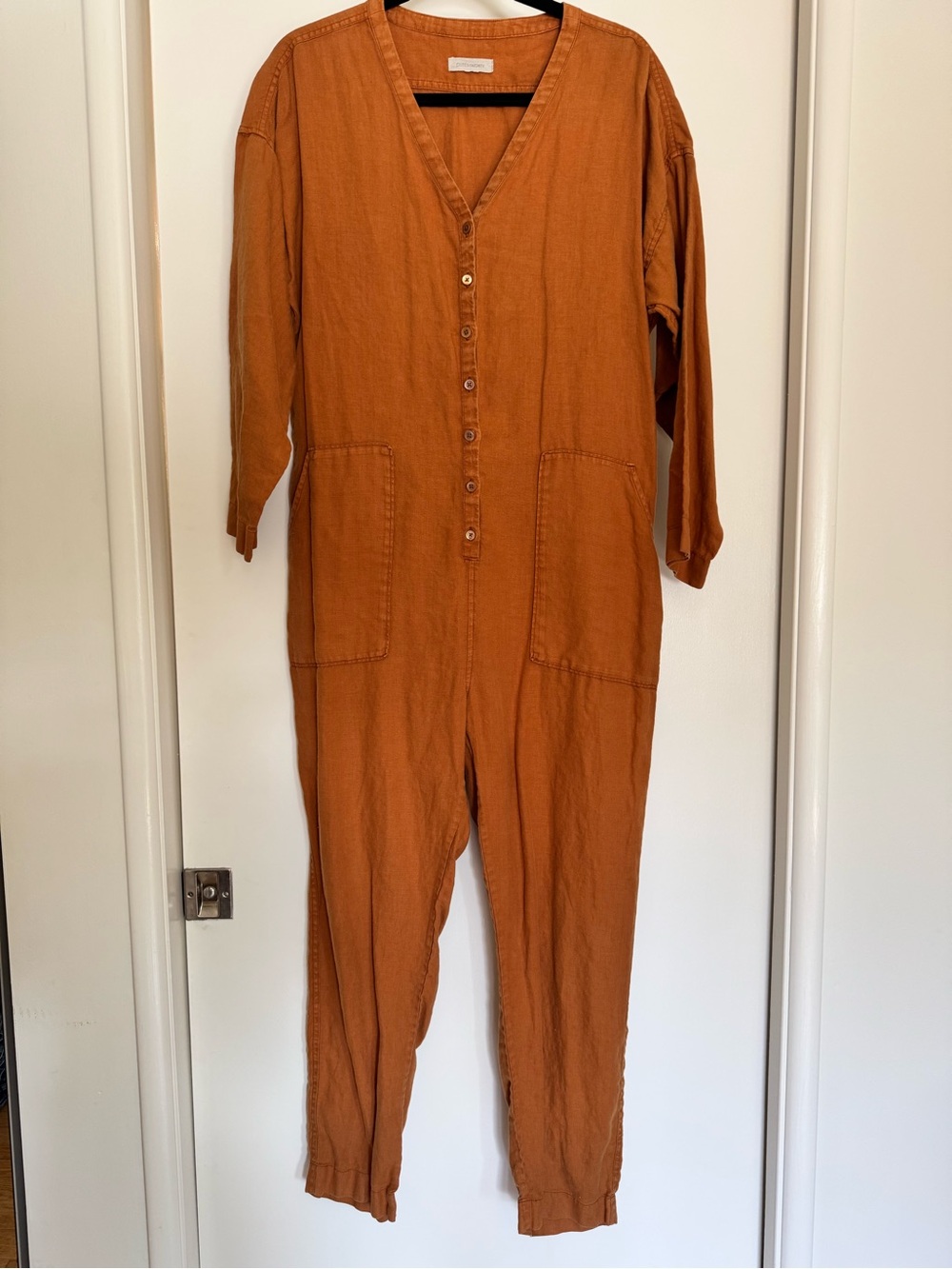 Outerknown Burnt Orange Button-Up Utility Jumpsuit